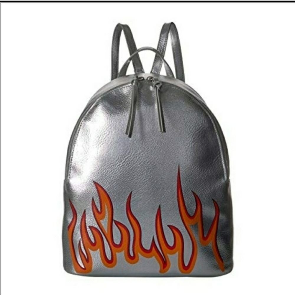 TSHIRT?JEANS SILVER WITH EMBROIDERED FIRE BACKPACK